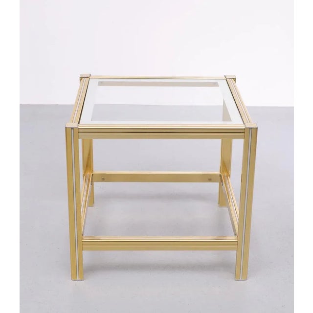 Metal Hollywood Regency Brass & Mirror Side Table, 1970s For Sale - Image 7 of 8