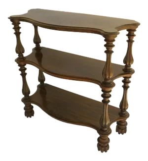 English Regency Rosewood Etegere Melon Ribbed Feet Shelves Bookcase Display