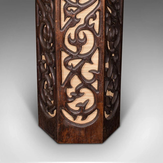 1960s Vintage Oriental Rattan Hexagonal Stand For Sale - Image 9 of 10