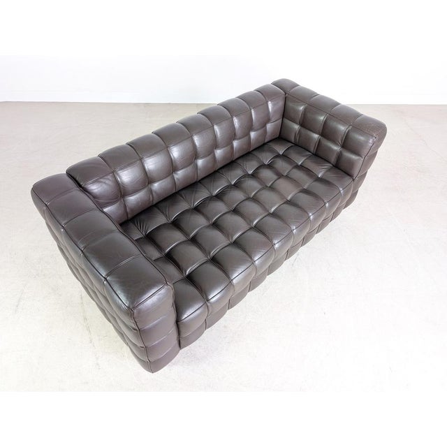 Animal Skin Brown Leather Sofa by Josef Hoffmann for Wittmann Kubus For Sale - Image 7 of 10