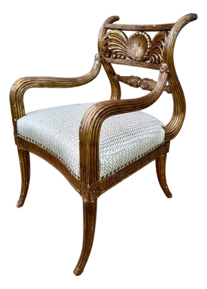 late 20th Century Super Fine Stylized Carved Maitland Smith Saber Leg Arm Chair