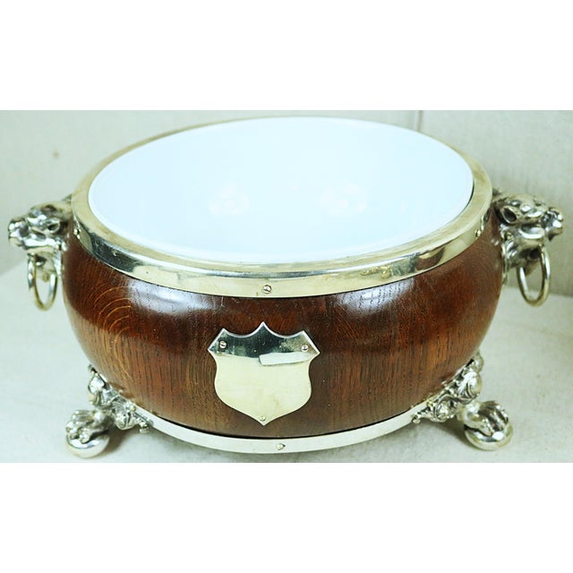 Wood Late 19th Century English Oak and Silver Salad Set For Sale - Image 7 of 12