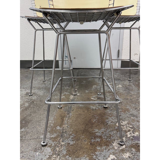 Off-white Harry Bertoia for Knoll Bertoia Bar Stools, Set of Three For Sale - Image 8 of 12