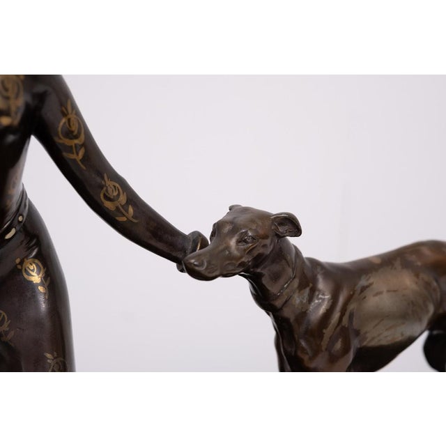 Art Deco Sculpture of Woman with Greyhounds, France, 1930s For Sale - Image 17 of 18