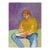 Artist Self Portrait in Orange Sweater, Fauvist Style, 14x10 by Don Klopfer For Sale
