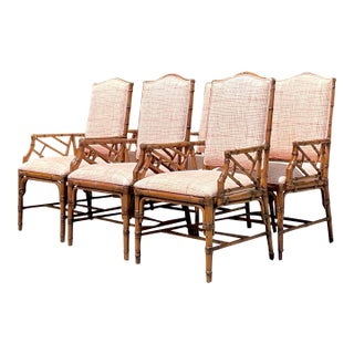 Vintage Coastal Lexington Chinese Chippendale Dining Chairs - Set of 6 For Sale