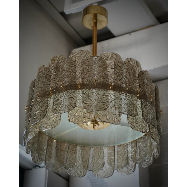 Chandelier in Smoky Art Glass and Brass, 2000 For Sale - Image 10 of 10