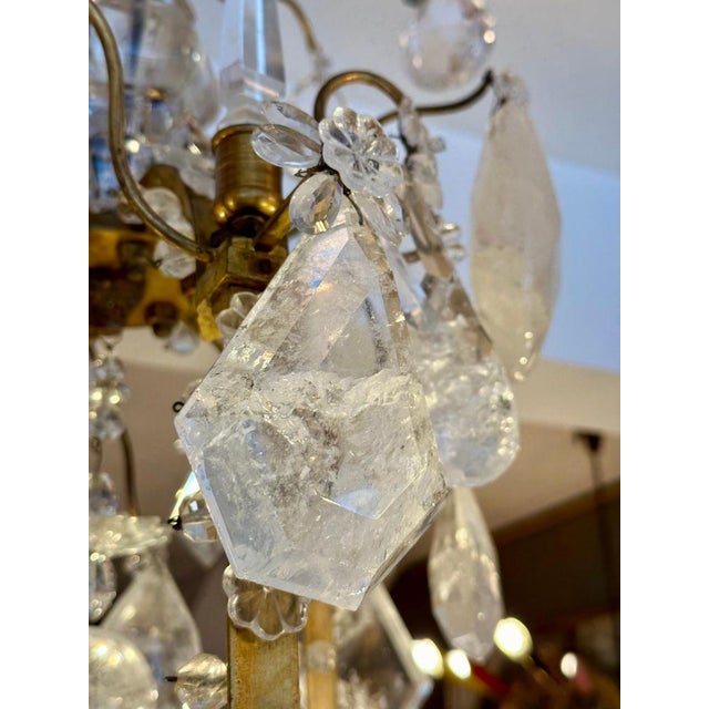 Large Antique French Rock Crystal and Gilt Bronze Chandelier For Sale - Image 4 of 18