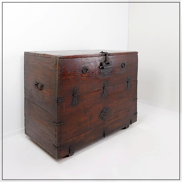 Asian Wooden Chest with Decorative Fittings For Sale - Image 16 of 16