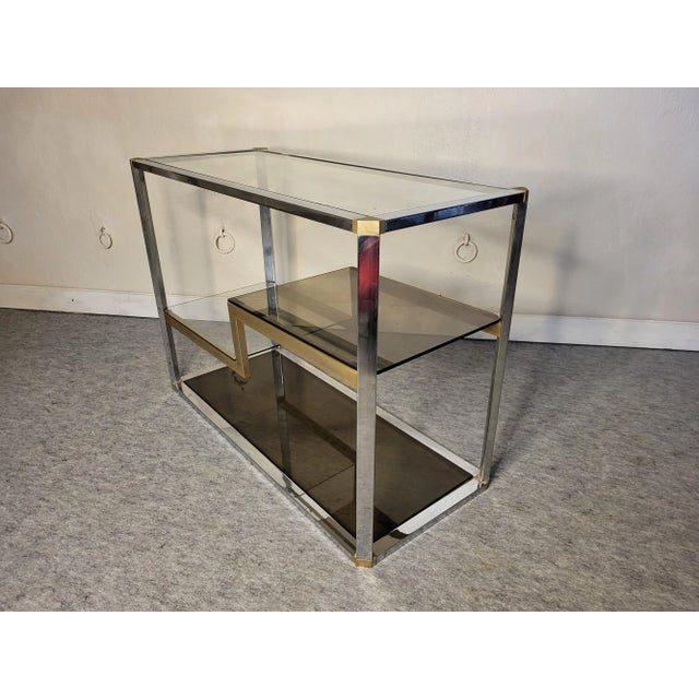 Chrome and Smoked Glass Display Shelf, 1970s For Sale - Image 3 of 12