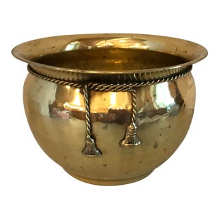 Vintage Brass Rope and Tassel Design Planter For Sale