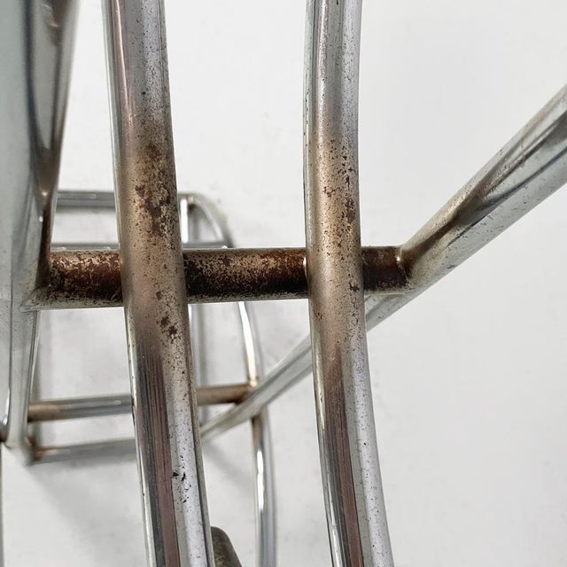 Italian Bar Stool with Brown Leather Bicycle Seat and Chromed Metal, 1970s For Sale - Image 9 of 18