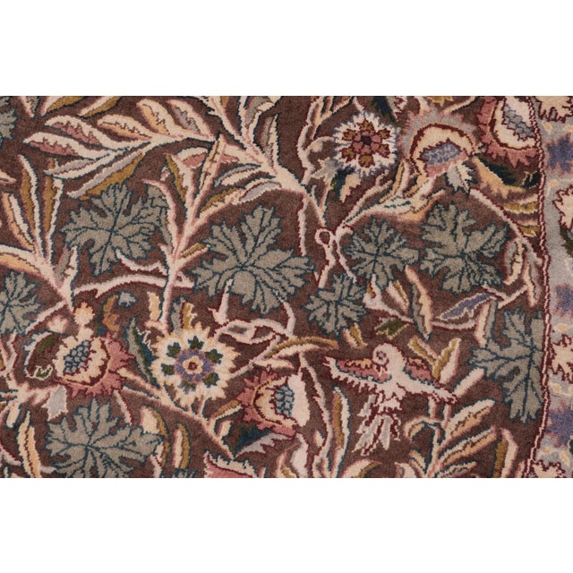 Boho Chic 1990's Floral Pak-Persian Brown/Beige Wool Round Rug - 6'2'' X 6'6'' For Sale In New York - Image 6 of 9