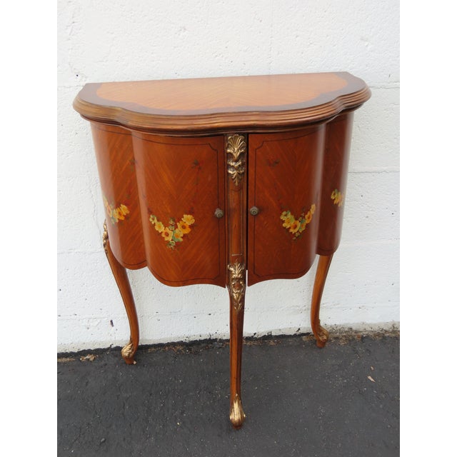 French Carved Flower Inlay Nightstands Side End Tables a Pair 6616 For Sale - Image 16 of 18