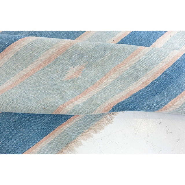 Vintage Indian Dhurrie rug Size: 8'2" × 10'1" (248 × 307 cm) This charming vintage Indian Dhurrie rug offers a serene,...