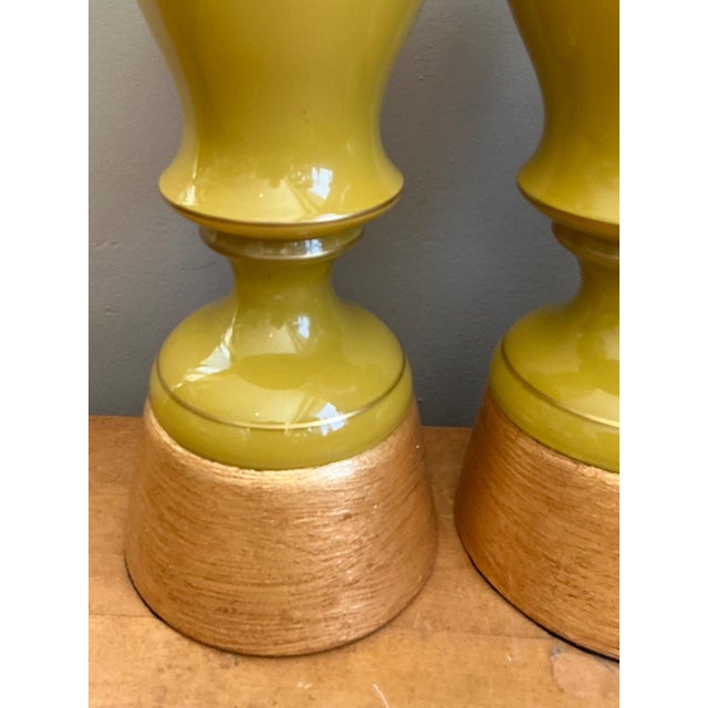 Vintage Gilt Tipped Painted Glass Lamps - A Pair For Sale In West Palm - Image 6 of 16