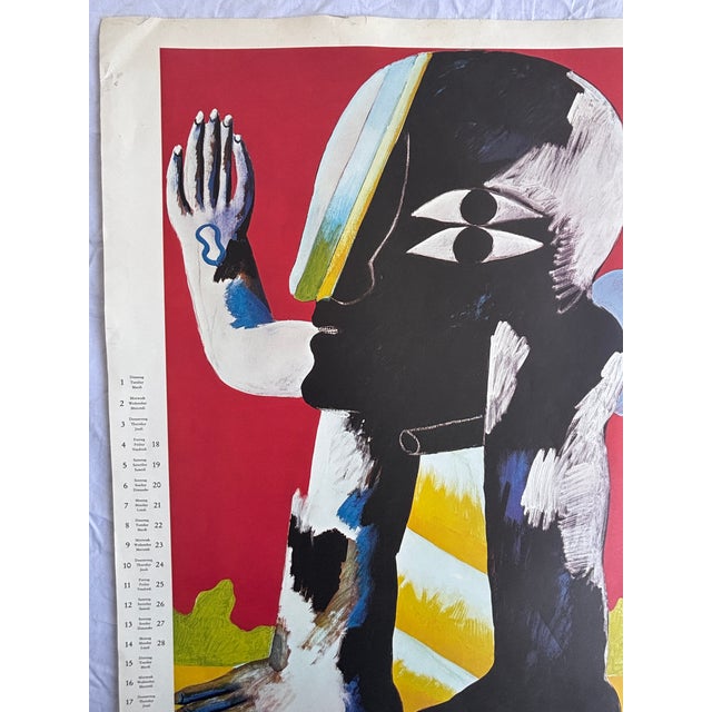 Horst Antes, Figur Schwarz-Weiß, Print for DuMont Art 1977 Calendar For Sale In Los Angeles - Image 6 of 6