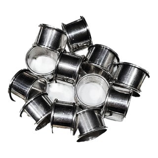 1960s Set of 12 Vintage Contemporary Silverplate Napkin Rings For Sale