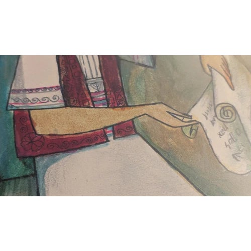 Brown Framed Matted Painting by Aharon Shevo: A Cover Illustration for the Book: "Tales of the Prophet Samuel: Retold for Jewish Youth".1969 For Sale - Image 8 of 18