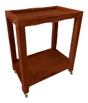 Orange Pony Hide Clad Rolling Side Table