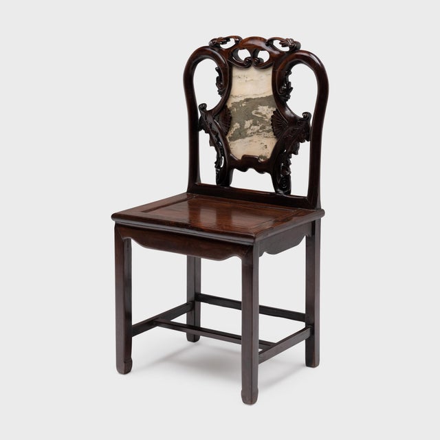 Art Deco Shanghai Deco Marble Back Chair, C. 1930 For Sale - Image 3 of 8