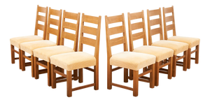 Chairs in Oak in Yellow Corduroy Fabric by Anliker Langenthal, 1960s, Set of 8