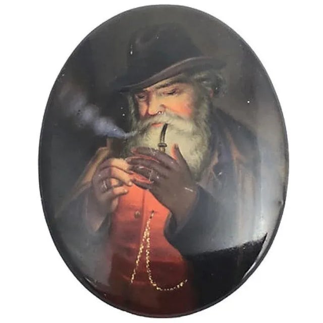 19th Century 19th Century The Smoker Portrait on Porcelain by B. Geyer For Sale - Image 5 of 5