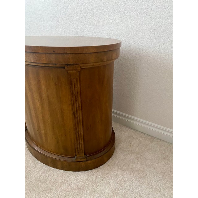 Vintage MCM Drexel Francesca Oval Drum Storage Table Cabinet Mid Century Excellent Condition. For Sale - Image 12 of 13