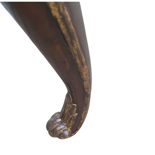 1990s Marge Carson Lether Top Game Card Table French Louis XV Style Rocco Desk For Sale - Image 9 of 18