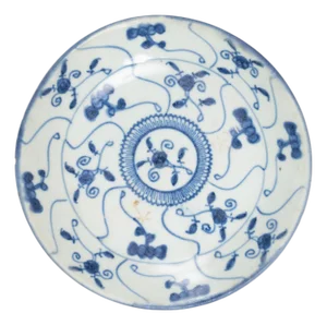 Chinese Blue & White Floral Plate, C. 1850
