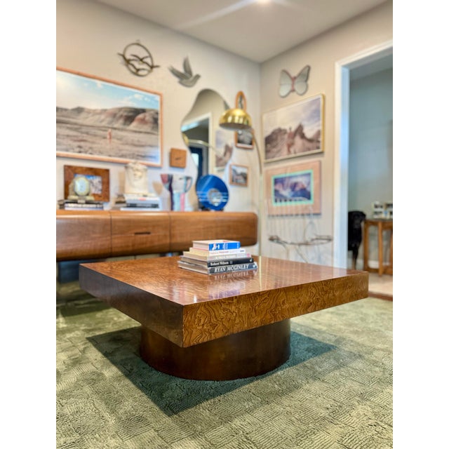 1970s A Burl Wood Coffee Table in the Style of Milo Baughman, Circa 1970s. For Sale - Image 5 of 12