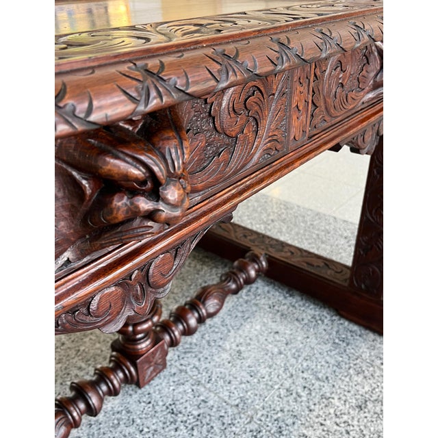 19th Century Carved Oak Desk in the Style of Style of R. J. Horner & Co. For Sale - Image 13 of 18