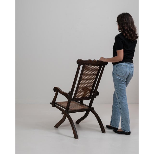1900s French Wooden Folding Armchair With Cane Back For Sale In Greensboro - Image 6 of 18