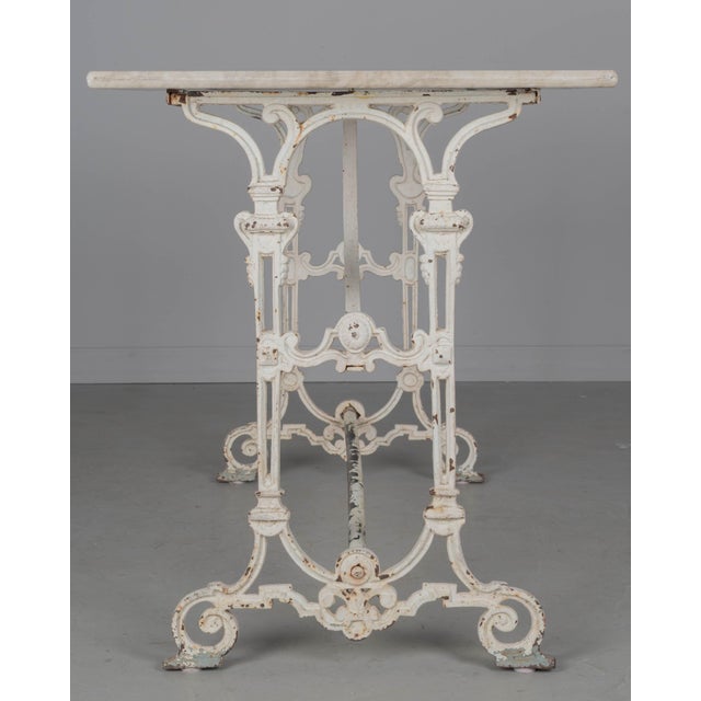 Metal 19th Century French Cast Iron Marble Top Bistro Table For Sale - Image 7 of 11