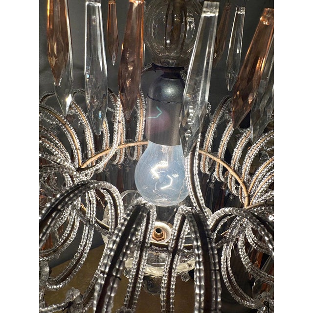 Pink Antique Italian Crystal Chandelier For Sale - Image 8 of 11