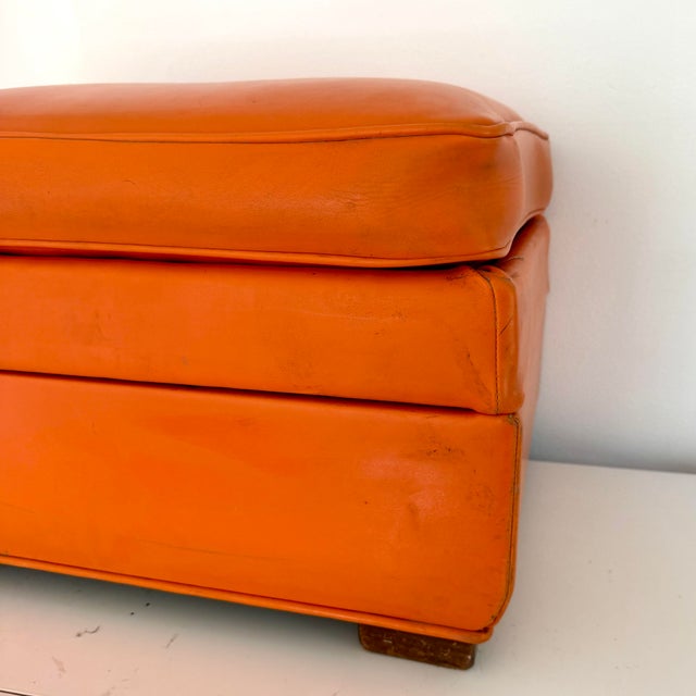 Orange Vintage Orange Vinyl Storage Ottoman, Rectangular For Sale - Image 8 of 12
