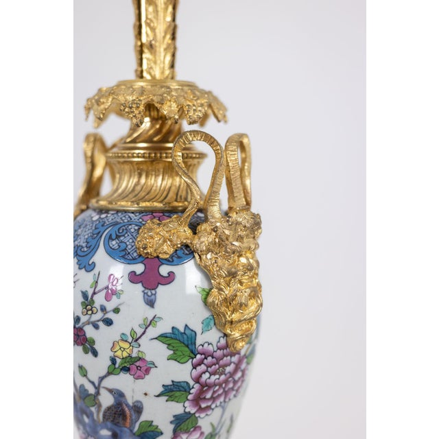 Porcelain Table Lamps Decorated with Bronze Satyrs, 1880s, Set of 2 For Sale - Image 4 of 10