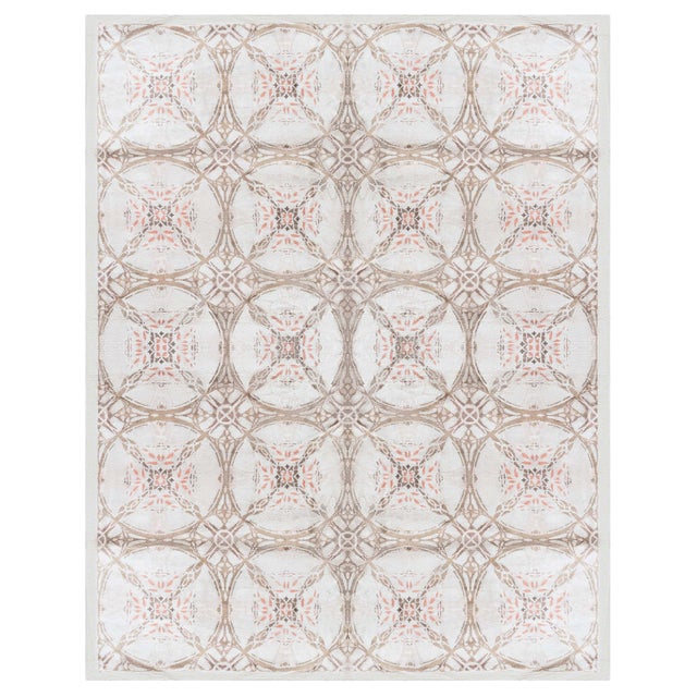 Modern Tibetan Silk Rug – “Cinnamon Lattice” Design by Doris Leslie Blau For Sale