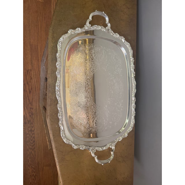 Vintage Silver-Plated Butler Tray in the "Countess" Pattern by the International Silver Company For Sale - Image 13 of 18