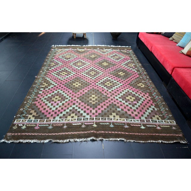 Tribal 1960s Turkish Handwoven Kilim Rug For Sale - Image 3 of 10