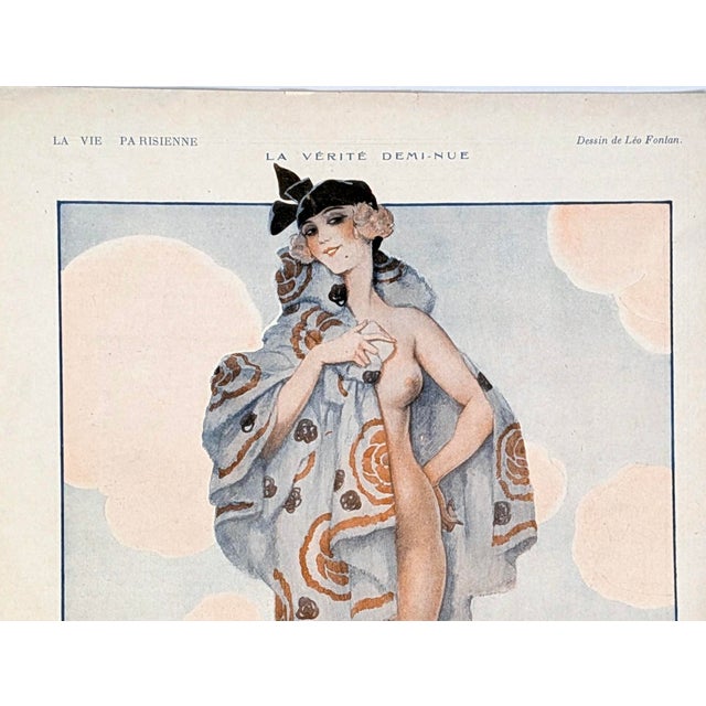 Art Deco 1918 Original French Art Deco Print 'La Vérité Demi-Nue' by Léo Fontan for La Vie Parisienne For Sale - Image 3 of 3