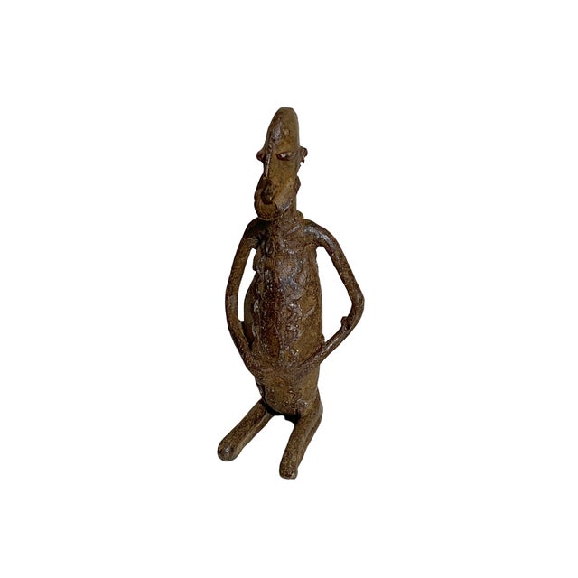 Bronze African Dogon Bronze Figure of a Seating Male Mali 4.75" H For Sale - Image 8 of 11