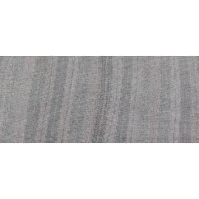Vintage Turkish Kilim Runner in Soft Ivory, Pale Gray, and Misty Blue Tones For Sale - Image 9 of 11