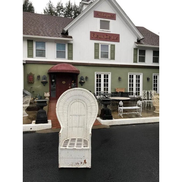 1970s White Split Bamboo Peacock Chair For Sale - Image 12 of 13