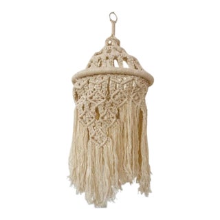 Natural White Macrame Lantern For Sale