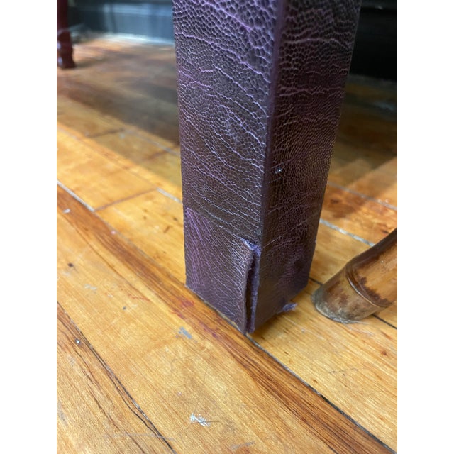 Mid-Century Modern Vintage Embossed Leather Nightstand With Pull Out Tray For Sale - Image 3 of 7