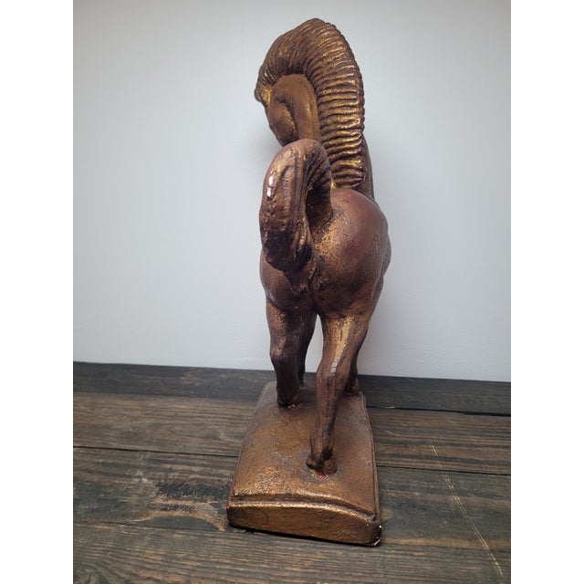 Hollywood Regency Bronze-Finished Plaster Stallion Sculpture For Sale - Image 4 of 12