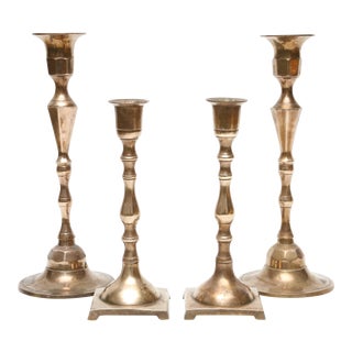 Vintage Brass Candle Holders - Set of 4 For Sale