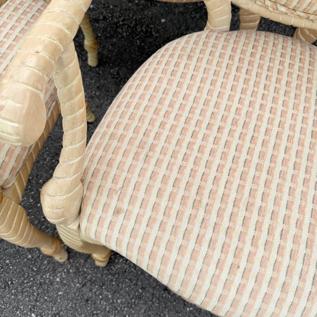 Wood French Provincial Carved Wooden Twisted Rope Dining Chairs by Andre Originals - Set of 5 For Sale - Image 7 of 11