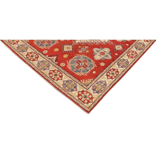 Rustic Southwestern Kazak Burnt Orange/Red Wool Rug - 8'0''x9'8'' For Sale - Image 3 of 10